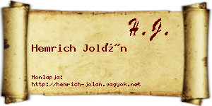 Hemrich Jolán névjegykártya